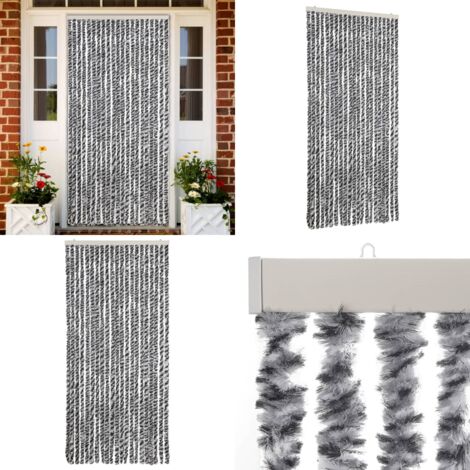 Cortina antimoscas chenilla gris negro y blanco 90x220 cm - Chenilla - Mosquitos