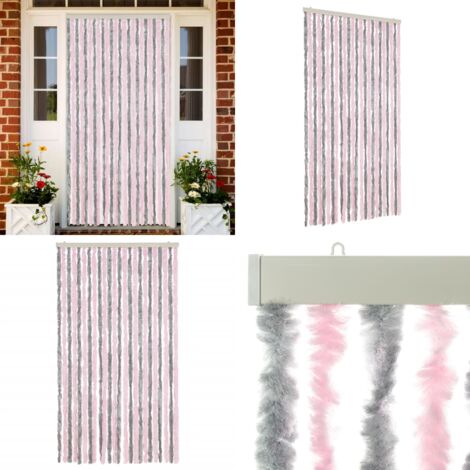 Cortina antimoscas chenilla gris plateado y rosa 100x230 cm - Chenilla - Mosquitos