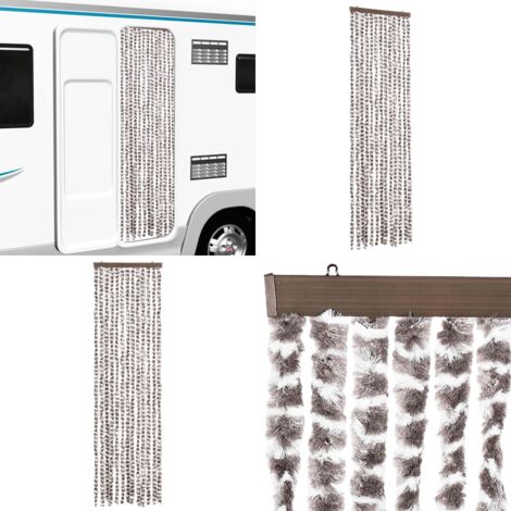 Cortina antimoscas chenilla gris taupe y blanco 56x200 cm - Chenilla - Mosquitos