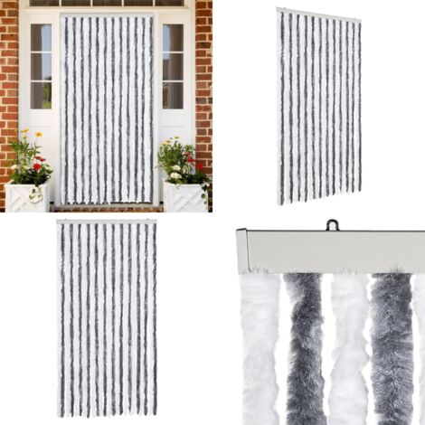 Cortina antimoscas chenilla gris y blanco 100x230 cm - Chenilla - Mosquitos