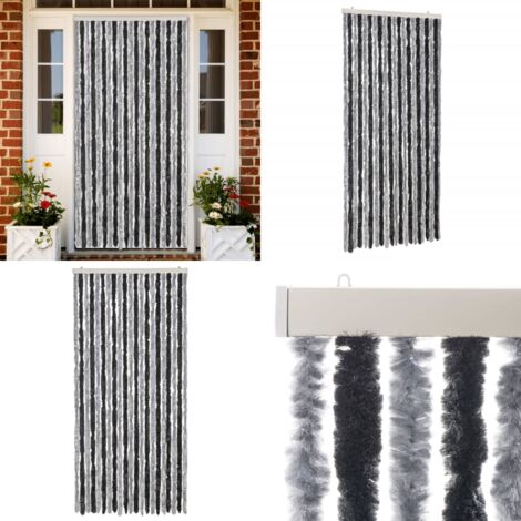 Cortina antimoscas chenilla gris y negro 90x220 cm - Mosquitos - Insectos