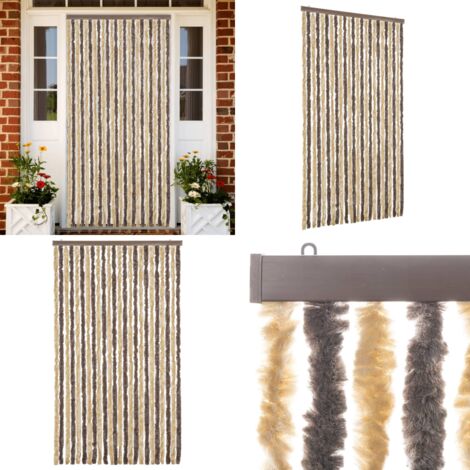 Cortina antimoscas chenilla marrón oscuro y beige 100x230 cm - Mosquitos - Insectos