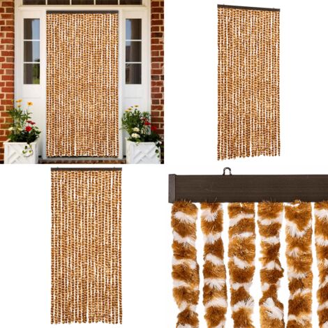 Cortina antimoscas chenilla ocre y blanco 90x200 cm - Mosquitos - Insectos