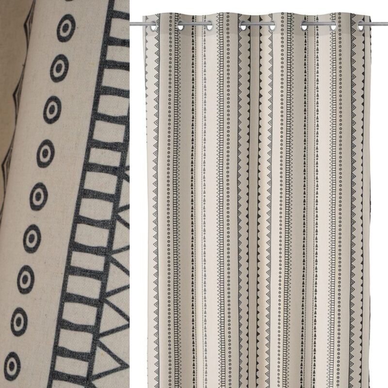 

Cortina azteca blanca y gris de algodón y poliéster de 140x260cm