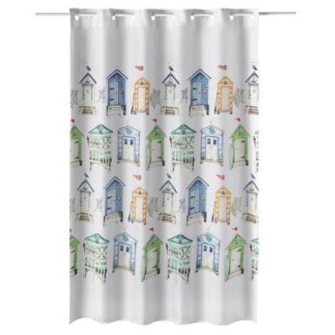 Cortina baño estampado casitas 180 x 200 cm poliester atenas