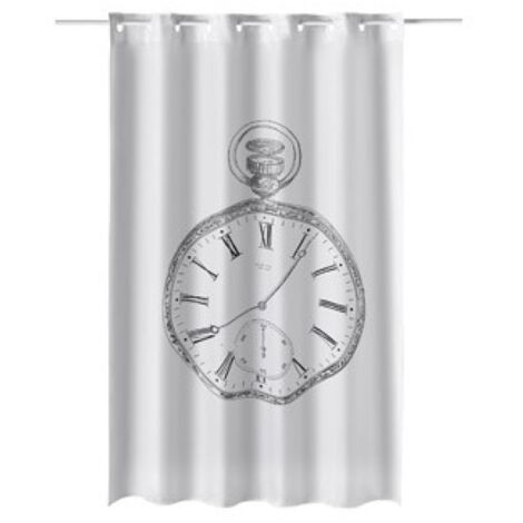 Cortina baño estampado reloj 180 x 200 cm poliester atenas