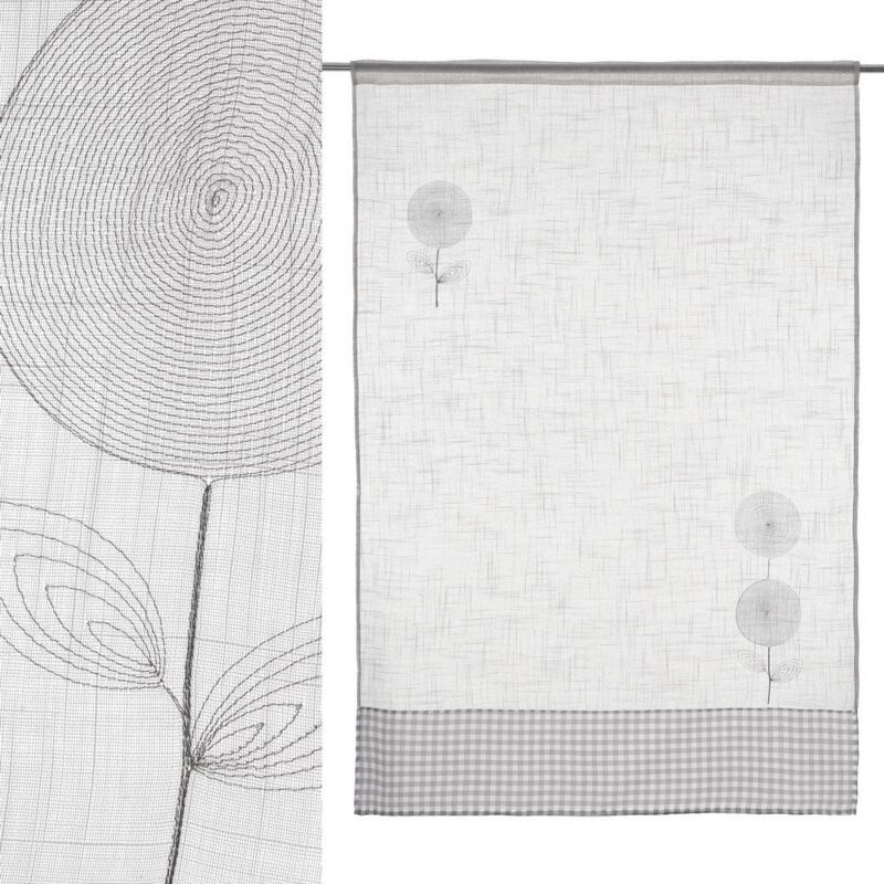 

Lolahome - Cortina bordada de flores gris de poliéster de 100x150 cm