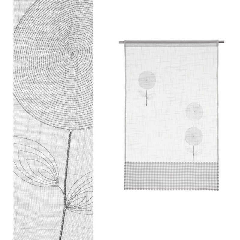 

Lolahome - Cortina bordada de flores gris de poliéster de 70x110 cm