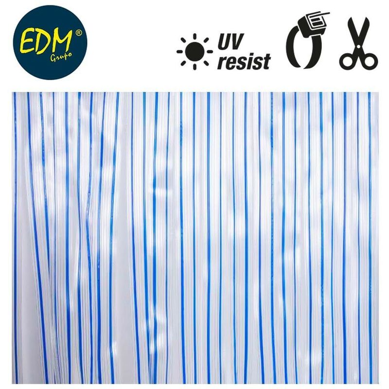 

Cortina Cinta Transparente- Azul Plastico 90X210Cm 32 Tiras - Edm