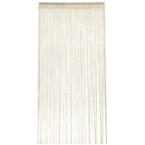 Cortina colgante para puerta de 100 cm x 200 m con hilo plateado, color beige