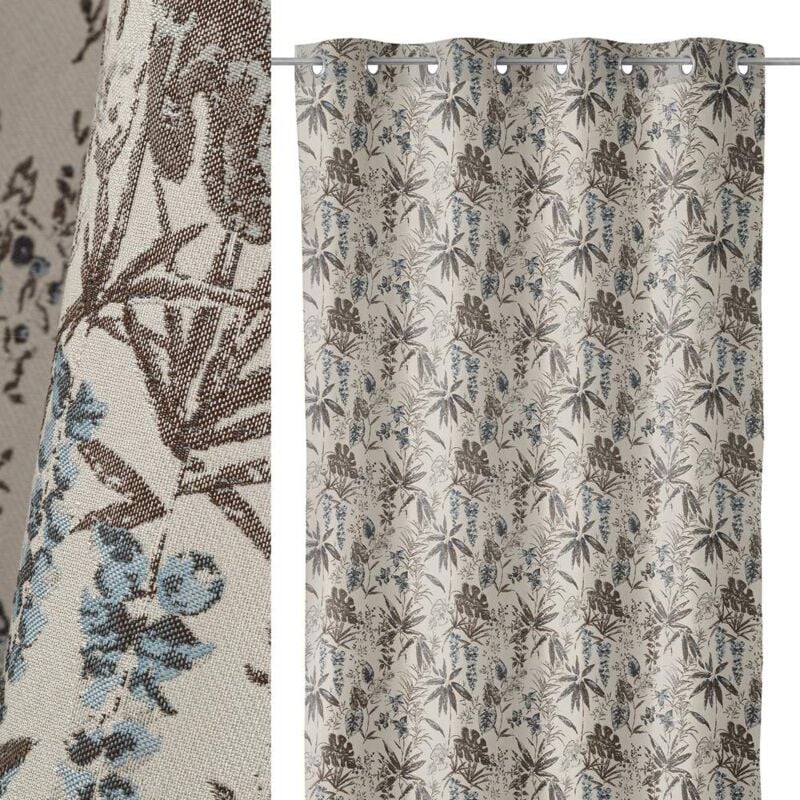 

Lolahome - Cortina con estampado de hojas marrón exótica de poliéster de 260x140 cm