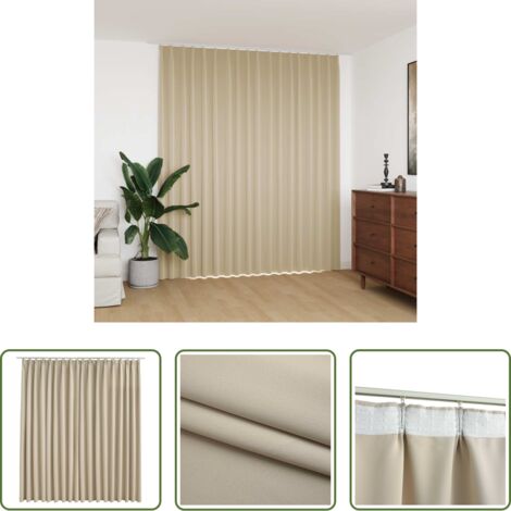 Cortina con ganchos -  Cortina opaca con ganchos beige 290x245 cm