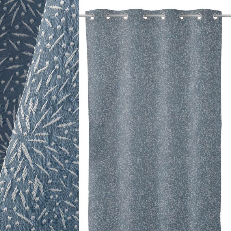 

Lolahome - Cortina con ollados azul contemporánea de poliéster de 260x135 cm
