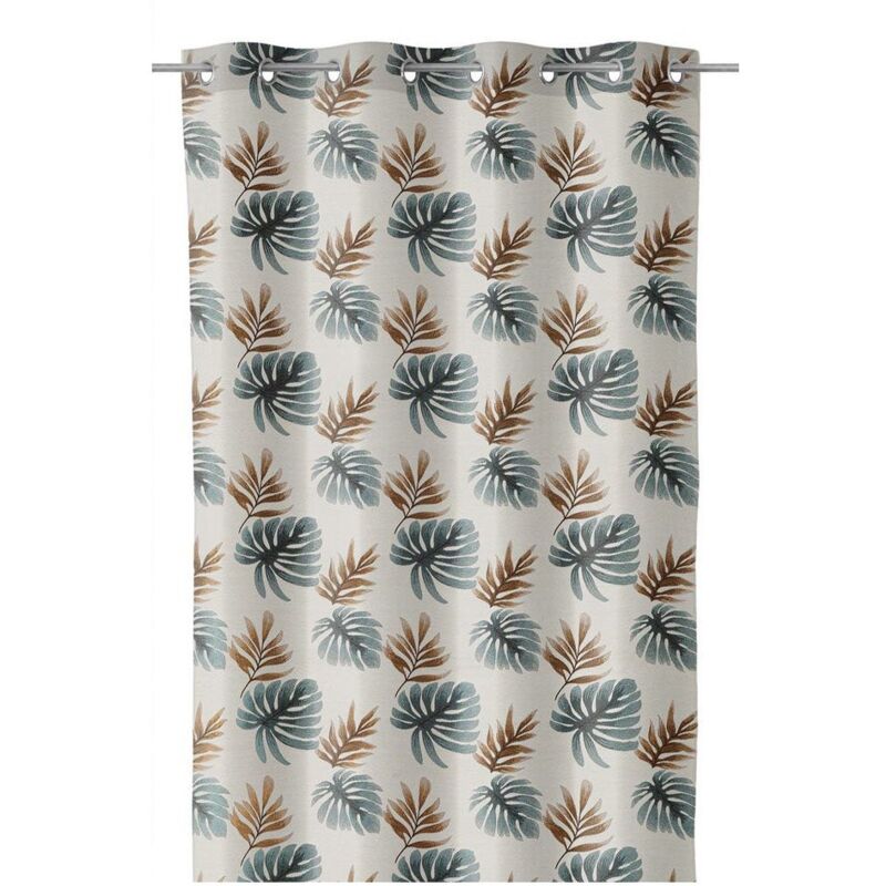 

Lolahome - Cortina con ollados de hojas azul exótica de poliéster de 260x135 cm