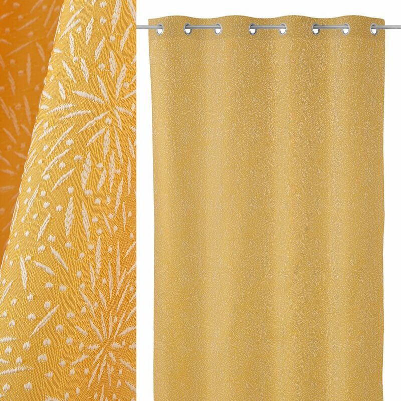 

Lolahome - Cortina con ollados mostaza contemporánea de poliéster de 260x135 cm