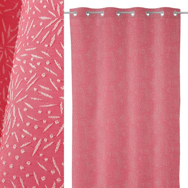 

Lolahome - Cortina con ollados rosa contemporánea de poliéster de 260x135 cm