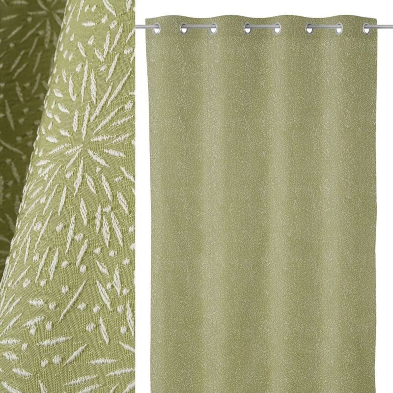 

Lolahome - Cortina con ollados verde contemporánea de poliéster de 260x135 cm