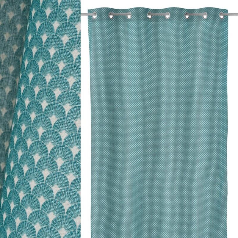 

Lolahome - Cortina confeccionada aguamarina exótica de algodón y poliéster de 260x140 cm