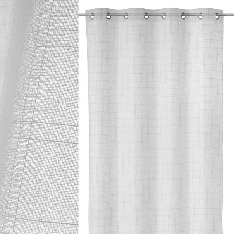 

Lolahome - Cortina cuadros bordada blanca de poliéster de 140x260 cm