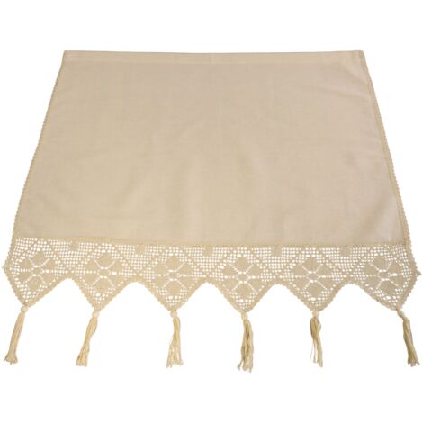 Cortina de algodón beige con encaje, 75 x 150 cm. Acabado de encaje.
