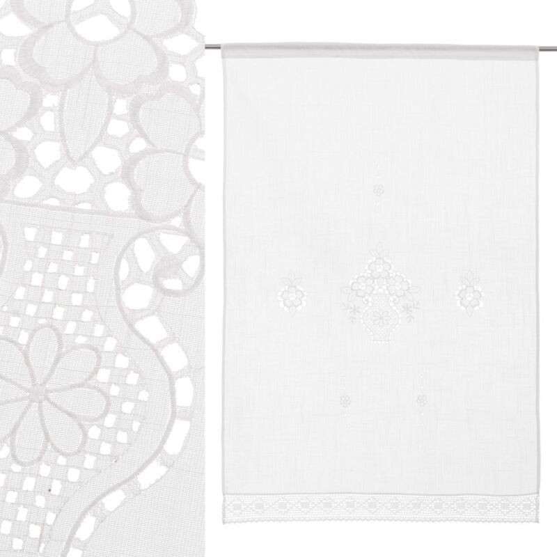 

Lolahome - Cortina de baño bordada blanca de tela de 150x100 cm