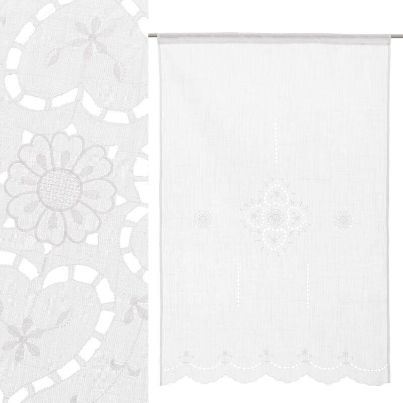 

Cortina de baño bordada blanca de tela de 150x100 cm