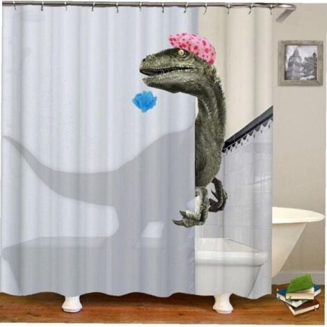 Cortina de baño con estampado de dinosaurio, impermeable, accesorios de ducha, decoración, 180 x 180 cm