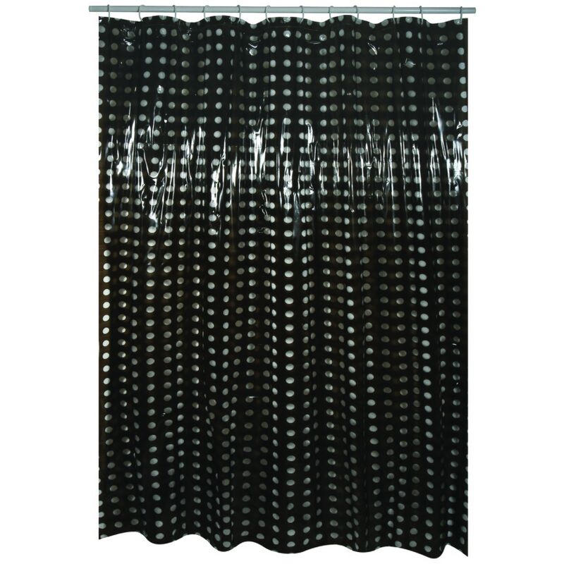 

Cortina de baño con puntos negra PVC