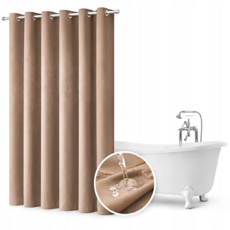 Cortina de baño de 150x200 cm, impermeable, con ojales, color beige.