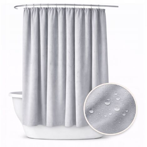 Cortina de baño de 150x220 cm, impermeable, gris claro, para ducha tipo túnel.