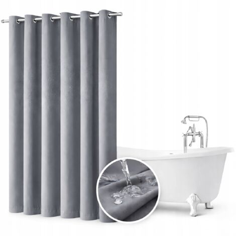 Cortina de baño de 150x230 cm, impermeable, con ruedas, color gris oscuro.