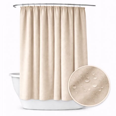 Cortina de baño de 150x230 cm, impermeable, para ducha tipo túnel de rana, color beige claro.