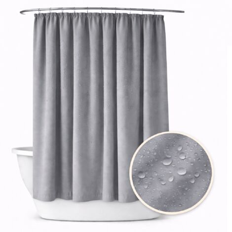 Cortina de baño de 150x260 cm, impermeable, con cinta de velcro, color gris.
