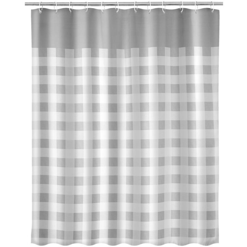 

Lolahome - Cortina de baño de cuadros gris de poliéster de 180x200 cm