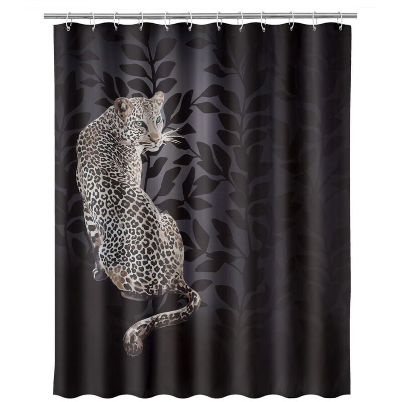 

Lolahome - Cortina de baño de leopardo negra de poliéster de 180x200 cm