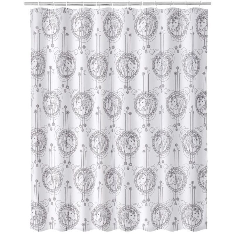 

Lolahome - Cortina de baño de unicornio blanca de poliéster de 200x180cm
