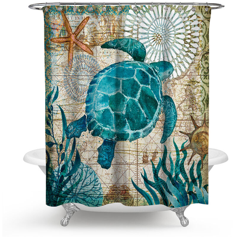 

Cortina de baño Marine Turtle Green Cortinas de baño impermeables 150x180cm