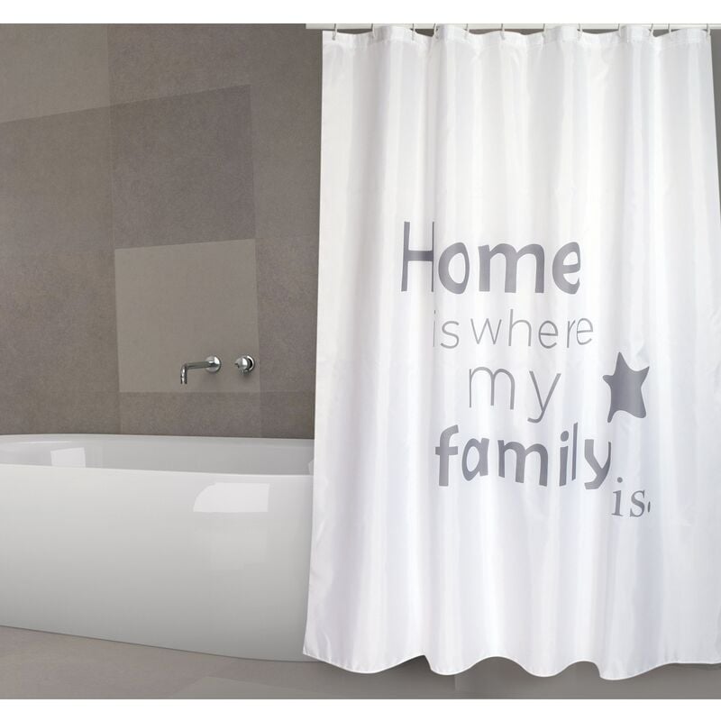 

Cortina de baño 'Premium Home' de poliester en color blanco con letras 180 x 200 cm - MSV