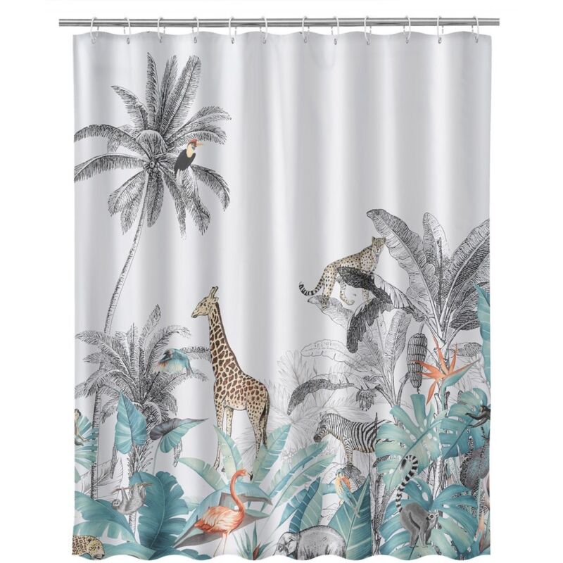 

Lolahome - Cortina de baño jungla exótica verde de poliéster, de 180x200 cm