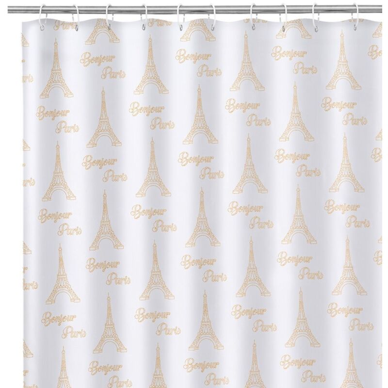 

Lolahome - Cortina de baño París contemporáneo dorada de poliéster, de180x200 cm