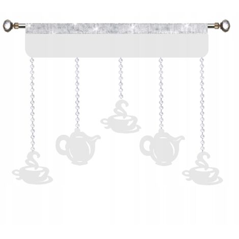 Cortina de cocina con diseño calado, Garland GLAMUR, blanco/café, 90