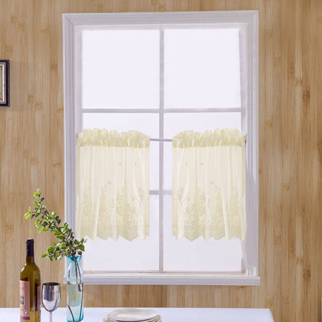 Cortina de cocina con estampado de cuadros tipo búfalo, fabricada en poliéster, tamaño 137 x 61 cm o 74 x 90 cm, disponible en azul, marfil, negro y blanco.