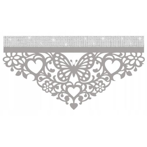 Cortina de cocina D91 con diseño de mariposas primaverales, tamaño: 60 x 30 cm