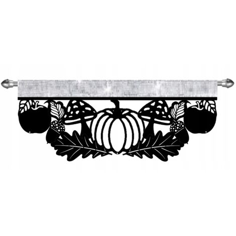 Cortina de cocina de encaje con diseño de hojas de calabaza otoñales, 60 x 26 cm.
