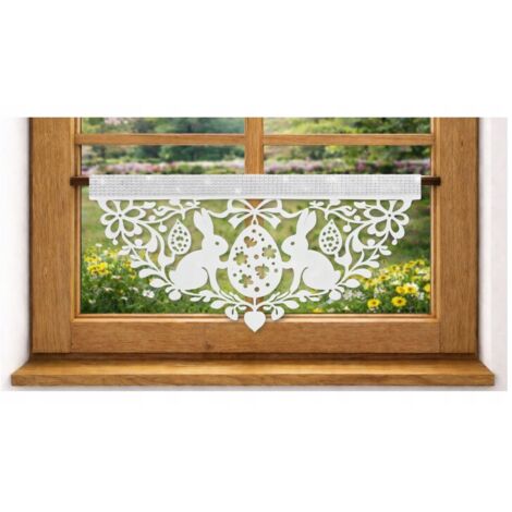 Cortina de cocina N15 Envy, blanca, 60 x 30 cm, ideal para Pascua y primavera.