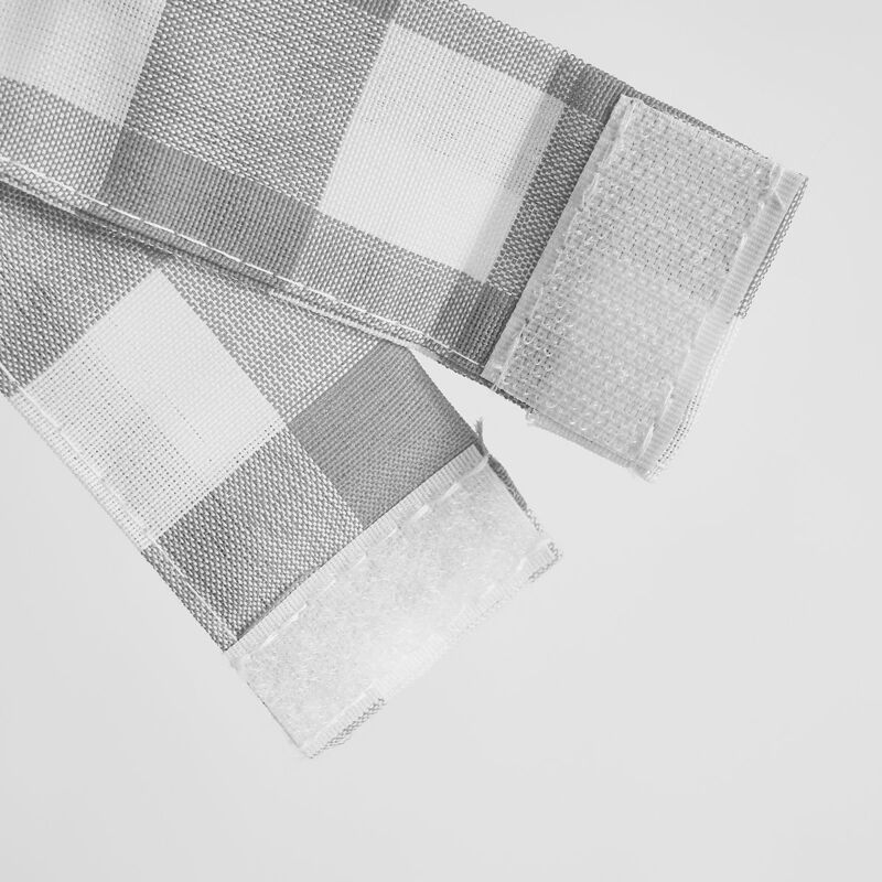 

Lolahome - Cortina de cuadro vichy gris y blanca de poliéster de 70x125 cm