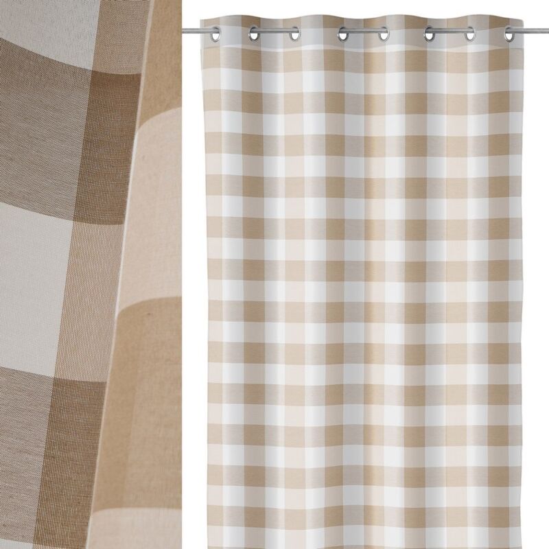 

Lolahome - Cortina de cuadro vichy marrón y blanca de poliéster de 140x260 cm