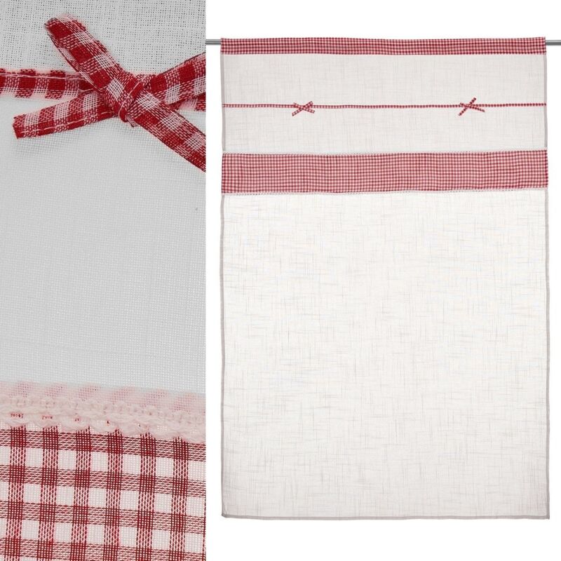 

Lolahome - Cortina de cuadros blanca y roja de poliéster de 100x150 cm