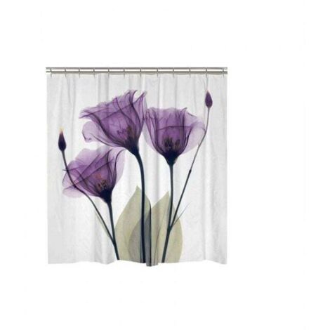 Cortina de ducha 3D morada, 180 x 180 cm, con 12 ganchos, antimoho e impermeable.