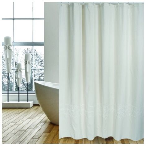 Cortina de ducha Algodón y Poliéster CORDELE 180x200cm CALIDAD PREMIUM Beige - Anillas incluidas MSV